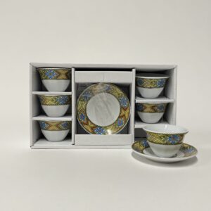 Tilet 12pcs Coffee Cup and Saucer | የጥለት ቡና ሲኒ ከነማስቀመጫው